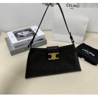 New Cheap Celine Triomphe Chain Bag in Calfskin Leather 113673 Black 2025