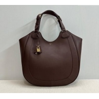 New Fashion Celine Meo Hobo Bag in Supple Grained Calfskin 119353 Dark Brown 2025