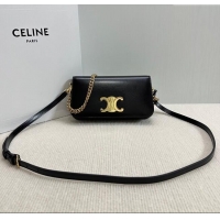 Classic Cheap Celine Multipochette Mini Bag in Shiny Calfskin 10L973 Black 2025