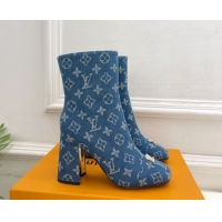 Unique Style Louis Vuitton Swing Heel Ankle Boots 9cm in Monogram Denim Blue 1AID092 1021131