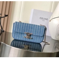 Spot Bulk Celine Chain Shoulder Bag in Denim with Strass 197993 Blue 2025