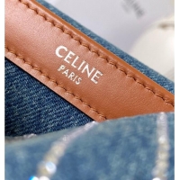 Spot Bulk Celine Chain Shoulder Bag in Denim with Strass 197993 Blue 2025