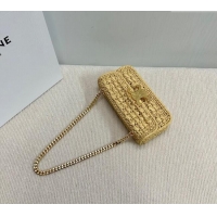 Best Price Celine Chain Shoulder bag in Raffia Straw Effect Textile 112252 Beige 2025