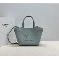 Best Price Celine Mini Cabas Anais Cuir Triomphe Tote Bag in Grained Calfskin 118613 Glacier Blue 2025
