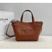 Classic Specials Celine Mini Cabas Anais Cuir Triomphe Tote Bag in Grained Calfskin 118613 Tan Brown 2025