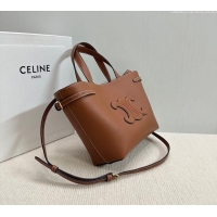 Classic Specials Celine Mini Cabas Anais Cuir Triomphe Tote Bag in Grained Calfskin 118613 Tan Brown 2025