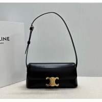 Top Quality Celine Triomphe Shoulder Bag in Shiny Calfskin 120553 Black 2025