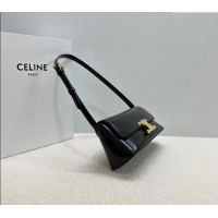 Top Quality Celine Triomphe Shoulder Bag in Shiny Calfskin 120553 Black 2025