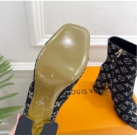 Durable Louis Vuitton Swing Heel Ankle Boots 9cm in Monogram Denim Black 1AID092 1021132