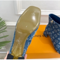 Luxury Discount Louis Vuitton Swing Heel Ankle Boots 5.5cm in Monogram Denim Blue 1AID092 1021135