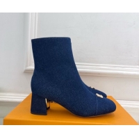Grade Louis Vuitton Swing Heel Ankle Boots 5.5cm in Navy Blue Denim 1AID092 1021137