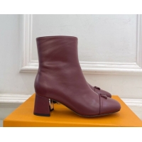 Louis Vuitton Swing Heel Ankle Boots 5.5cm in Calf Leather Burgundy 1AID092 1021138