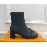 Stylish Louis Vuitton Swing Heel Ankle Boots 5.5cm in Matte Leather All Black 1AID092 1021140