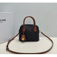 New Cheap Celine Teen Honorine Bag in Triomphe Canvas and Calfskin 120682 Brown 2025