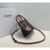 New Cheap Celine Teen Honorine Bag in Triomphe Canvas and Calfskin 120682 Brown 2025