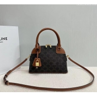 Market Sells Celine Top Handle Bag in Triomphe Canvas and Calfskin 121082 2025