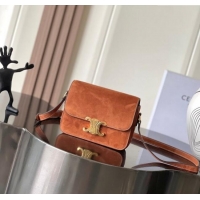 Top Grade Celine Teen Classique Triomphe Shoulder Bag in Suede 188423 Brown 2025