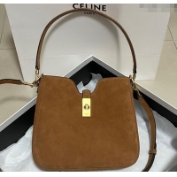 Popular Style Celine Small Camille16 Soft Bag in Suede 120693 Brown 2025
