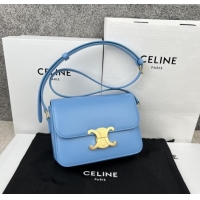 Spot Bulk Celine Teen Triomphe Bag in Shiny Calfskin 188423 Aqua Blue 2025