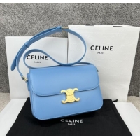Top Grade Celine Classique Triomphe Bag in Shiny Calfskin 187363 Aqua Blue 2025