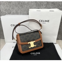 Market Sells Celine Teen Triomphe Bag in Canvas & Calfskin 188423 Brown 2025