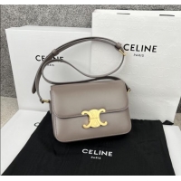 Top Grade Celine Teen Triomphe Bag in Shiny Calfskin 188423 Pebble Grey 2025