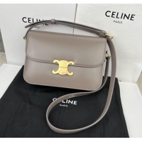 Modern Classic Celine Classique Triomphe Bag in Shiny Calfskin 187363 Pebble Grey 2025