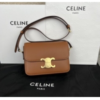 New Fashion Celine Teen Triomphe Bag in Shiny Calfskin 188423 Brown 2025