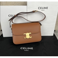 Pretty Style Celine Classique Triomphe Bag in Shiny Calfskin 187363 Brown 2025