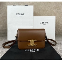 Good Looking Celine Teen Triomphe Bag in Shiny Calfskin 188423 Khaki Brown 2025