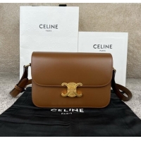 Top Grade Celine Classique Triomphe Bag in Shiny Calfskin 187363 Khaki Brown 2025