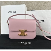 Original Cheap Celine Teen Triomphe Bag in Shiny Calfskin 188423 Sakura Pink 2025