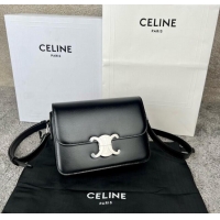 Discount Celine Teen Triomphe Bag in Shiny Calfskin 188423 Black/Silver 2025