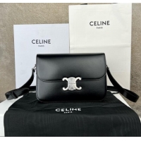 Top Grade Celine Classique Triomphe Bag in Shiny Calfskin 187363 Black/Silver 2025