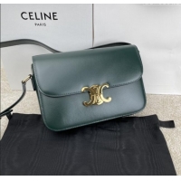 Best Price Celine Classique Triomphe Bag in Shiny Calfskin 187363 Dark Green 2025