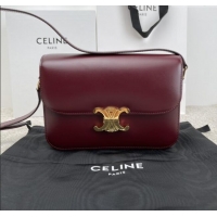 Top Design Celine Classique Triomphe Bag in Shiny Calfskin 187363 Burgundy 2025