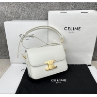 Big Discount Celine Teen Triomphe Bag in Shiny Calfskin 188423 White 2025