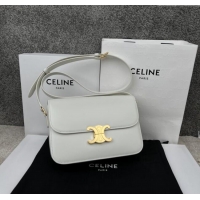 Luxury Cheap Celine Classique Triomphe Bag in Shiny Calfskin 187363 White 2025