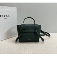 Best Product Celine Belt Pico Mini Bag in Grained Leather 194263 Green 2025