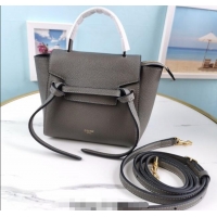 Low Price Celine Belt Pico Mini Bag in Grained Leather 194263 Grey 2025