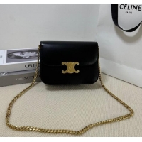 Famous Brand Celine College Triomphe Chain Bag in Calfskin Leather 113583 Black 2025