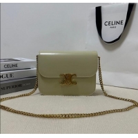 Unique Grade Celine College Triomphe Chain Bag in Calfskin Leather 113583 Steppe Green 2025