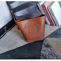 Grade Design Celine Small Cuir Triomphe Bucket Bag in Calfskin Leather 198243 Brown 2025