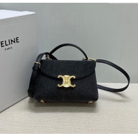 Best Quality Celine Teen Nino Bag in Triomphe Denim 118112 Black 2025
