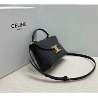 Best Quality Celine Teen Nino Bag in Triomphe Denim 118112 Black 2025