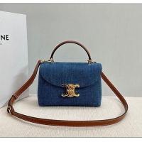 Big Discount Celine Teen Nino Bag in Triomphe Denim 118112 Blue 2025