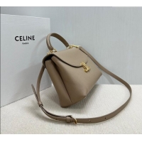 Best Price Celine Medium Nino Top Handle bag in Supple Calfskin 117523 Smoke Brown 2025