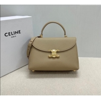Top Quality Celine Medium Nino Top Handle bag in Supple Calfskin 117523 Cappuccino Beige 2025