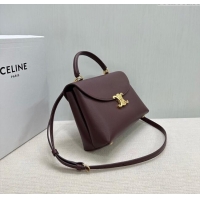 Discount Design Celine Medium Nino Top Handle bag in Supple Calfskin 117523 Dark Burgundy 2025