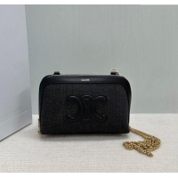 Promotional Celine Clutch On Chain Mini Bag in Triomphe Denim and Lambskin 10E382 Black 2025